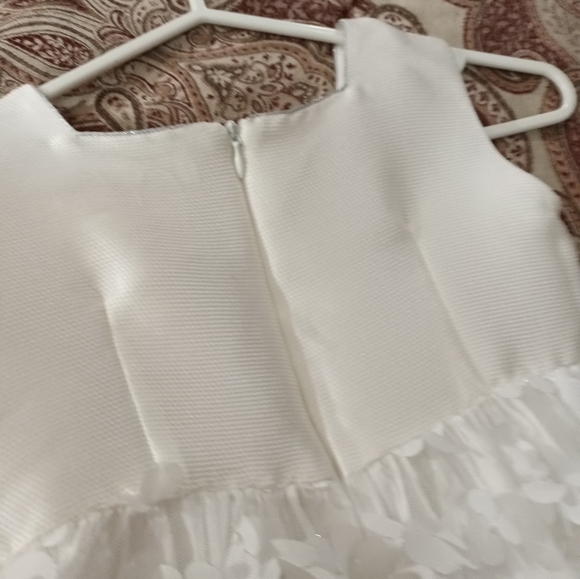 Size 5 Baby A white floral silver baptism christening gown party dress - Picture 10 of 16